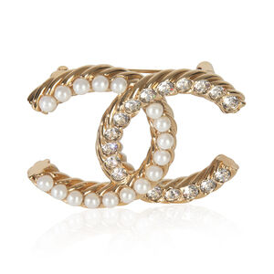 Chanel Gold-Plated  2023 Strass & Faux Pearl Brooch